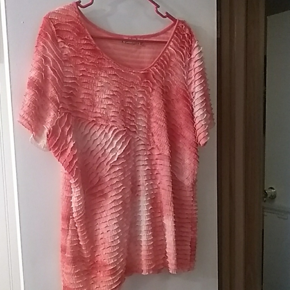 Pretty dark coral ruffled shirt